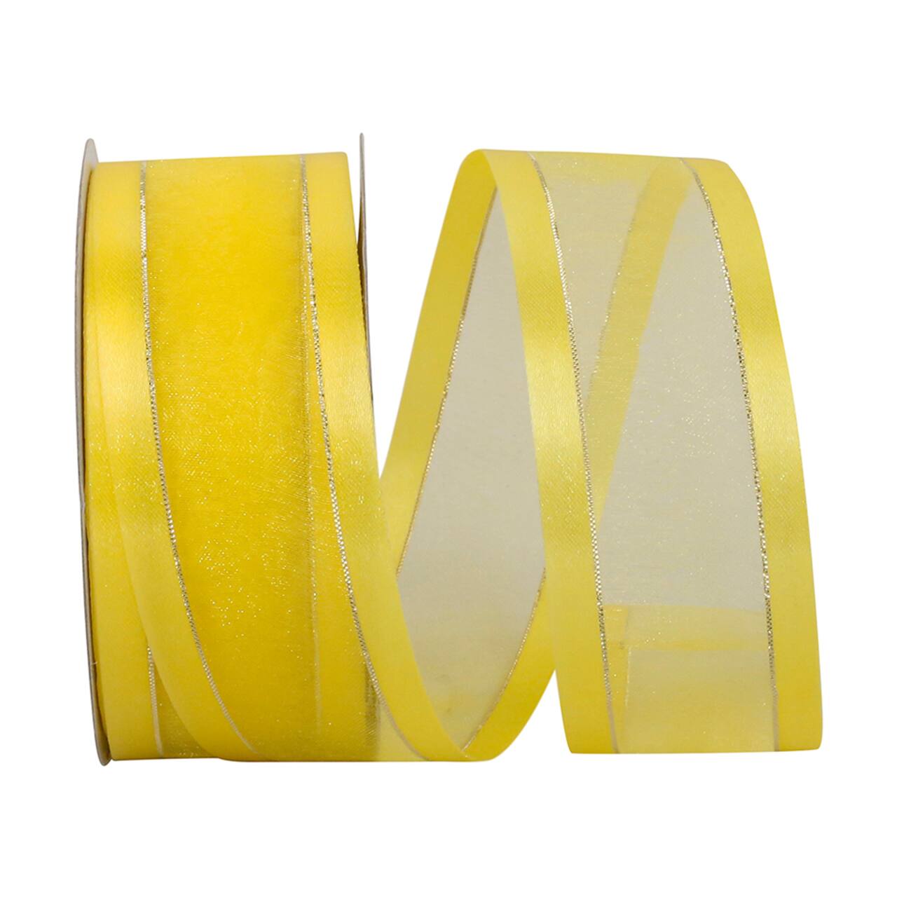 JAM Paper 1.5" x 25yd. Sheer Satin Edge Metallic Ribbon